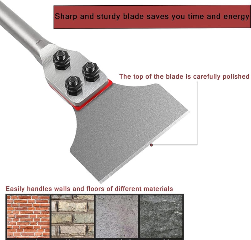 Regiis Tech SDS Plus Floor Scraper 4 in. x 12 in. Wide Tile Flooring Adhesives Remover, Thinset Removal Tool Chisel Bit with Spare Blades for Rotary Hammer Drill - Image 5